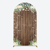 Aperturee - Aperturee Bokeh Greenery Light Floral Wood Grain Arch Backdrop
